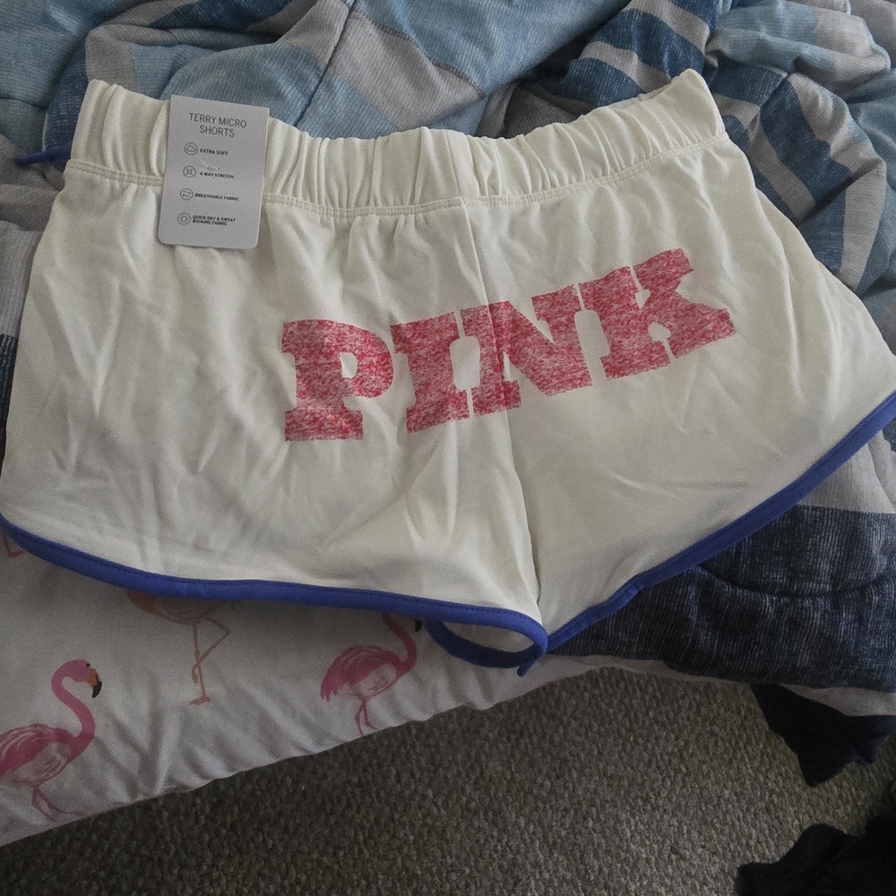 (SOLD) PINK Victoria's Secret White and Pink Athletic Shorts